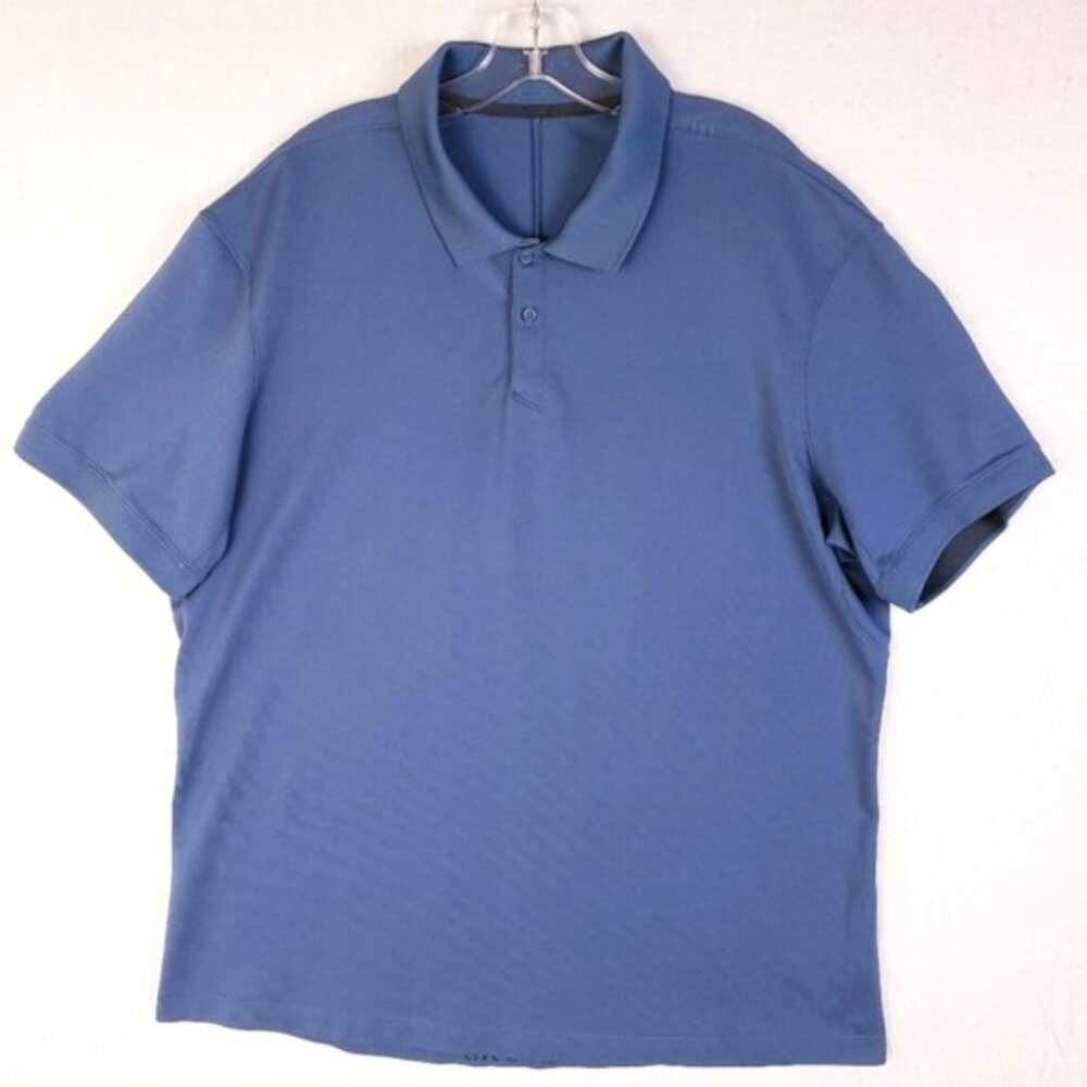 Lululemon Men's Polo Shirt Short Sleeve Steel Blue size XXL Golf Business Casual
